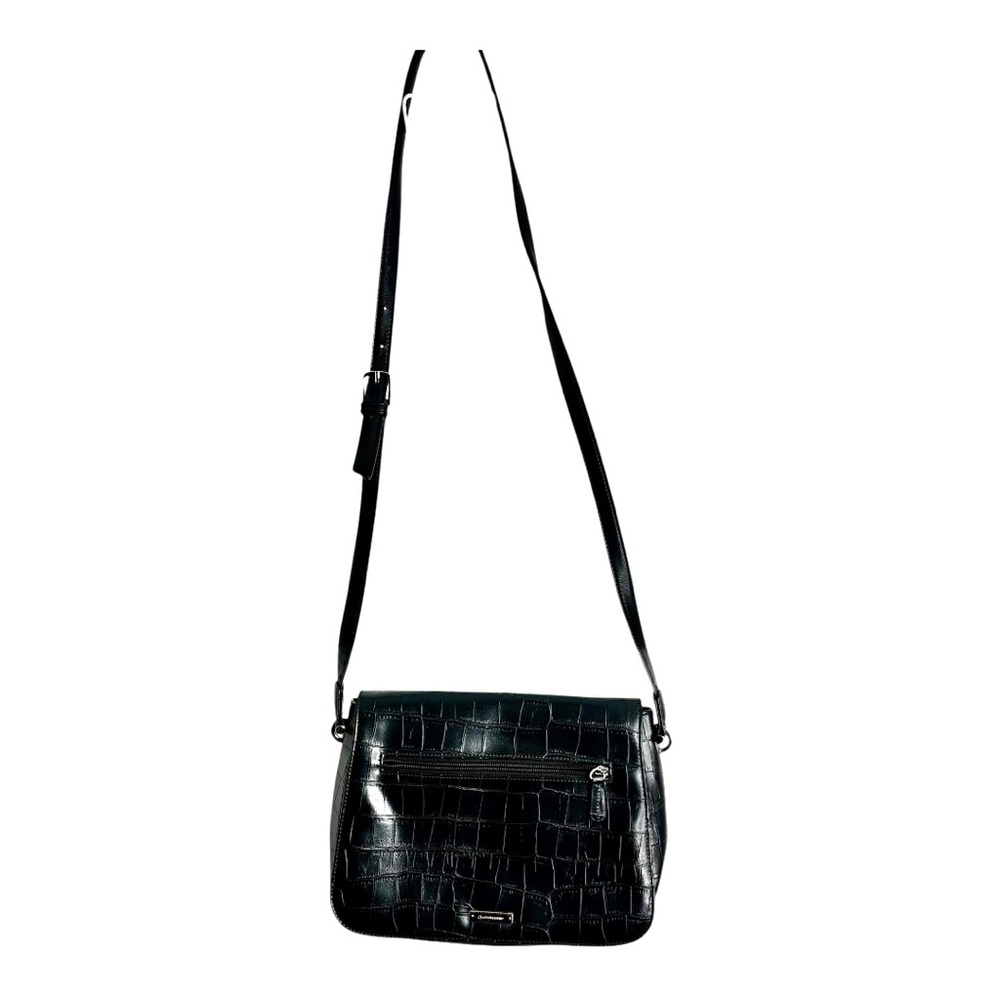 Vintage Liz Claiborne Women’s Black Croc Embossed Crossbody Wallet Bag